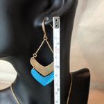 ROBERT LEE MORRIS Brass and Turquoise Layered Necklace and Earring Set NWT Gold Photo 6