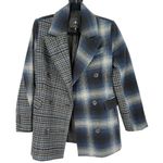 7 For All Mankind ‎ Mixed Plaid Double Breasted Wool Blend Blazer Jacket Size XS Photo 3