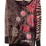 Desigual  Size Large‎ Black Floral Animal Printed Moody Long Sleeve Top Photo 0