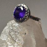 Genuine purple amethyst Ss925 excellent condition Size 7 Photo 1
