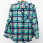 VTG American Sweetheart‎ Womens Shirt Size M Plaid Flannel Western 90s Floral Green Size M Photo 0