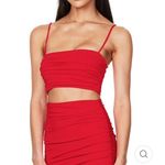 Luxe Red Matching Mini Skirt Set Photo 3