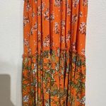 Chelsea and Violet Orange Floral Tiered Midi Shift Dress Sz M Photo 3