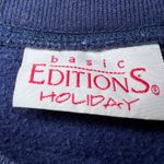 Basic Editions Holiday Peace on Earth Christmas Sweatshirt Women 2X Blue Vintage Photo 4