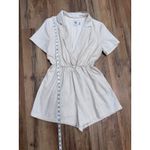 Princess Polly Linen Blend Belted Romper Beige Short Sleeve US 6 Photo 8