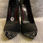 Penny Loves Kenny Black Suede with Beaded Top Accent Heels - Size 9 Photo 5