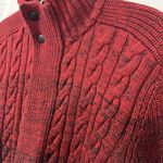 EXPRESS Cable Knit Sweater Full Zip Large Womens Red Black Ombré Pockets Photo 2