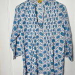 Roberta Roller Rabbit  Block Print Blue Floral Cotton Tunic Top Blouse Small Photo 0