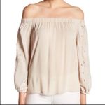 Anthropologie 2/$30 ASTR The Label Off Shoulder Lace Embroidered Gauzy Relaxed Blouse Top Photo 2