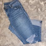 Distressed Blue Denim Jeans – Classic Streetwear Style with Branding Patch Size 8 Photo 5