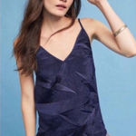 Anthropologie  Floreat XS Navy Crinkle Tank | Spaghetti Strap Boho Party Go Out Photo 0