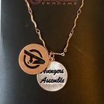 Disney Marvel Avengers Assemble Rose Gold Silver Engraved Stamp Chain Necklace Photo 1