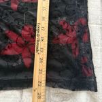 Women's Red Black Floral Mesh Ruffled Crewneck Witchcore Lace Top No Sz Size undefined Photo 4