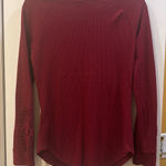 Eye Candy  BRAND BURGUNDY RIBBED L/S TEE SHIRT SCOOP NECK 
LACE DESIGN ON CUFF Photo 0