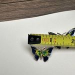 Butterfly Insect Blue Yellow Green Enamel Brooch Pin Gold Tone Set Of 2 Photo 2
