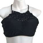 Xhilaration Crochet Halter Bikini Top Black Large Photo 0