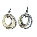 Chicos Silver Gold Tone Dangle Pierced Earrings Etched Layered Circles 1.25" Photo 3