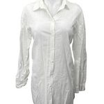 H&M NEW L.O.G.G Womens White Linen Long Sleeve Button Up Shirt Mini Dress Size 6 Photo 0