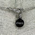 Chico's Silver Tone Rhinestone Bar Pendant Box Chain Necklace Photo 2