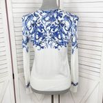 Talbots Delft Blue Picnic Paisley White Button Up Cardigan Sweater White XS Photo 4