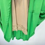 Chadwick's Chadwick’s Green Faux Wrap Dress with Pleated Ruched Waist and Shaper Lining Photo 4