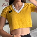 University of Michigan Maize cropped V Neck Top Yellow Photo 0