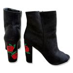 Wild Diva ⭐️ Black Suede Rose Embroidered Booties Photo 0