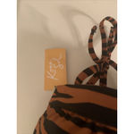 Kona Sol Womens Zebra Print Cross Tie Back Bikini Top Brown Black  Size Small Photo 8