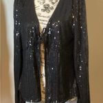 🩷NWT🩷 WOMENS BLACK SEQUINED LONG SLEEVE EVENING TIE FRONT COVER UP SZ XXL Photo 2