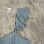 Revelry‎ Poppy Chiffon Dress Womens 10 Blue Tiered Maxi Formal Bridesmaid Gown Photo 5