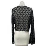 H&M Divided Women's Black Butterfy Lace V-neck Long Sleeve Sheer Crop Top Sz XL Photo 2