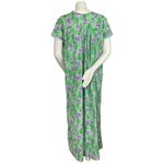 Shandar Nightgown Nursing‎ Breastfeeding Maxi Green Floral Sleepwear Pajamas Pjs Size M Photo 1