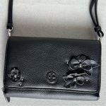 Giani Bernini Rosette Wallet Crossbody Black Faux Leather Crossbody Floral Photo 3