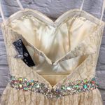 Faviana CREAM STRAPLESS EMBELLISHED SHEATH DRESS Photo 4