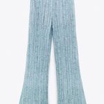 ZARA WRINKLE-LOOK Semi-Sheer HIGH WAIST PANTS w/ Elastic Waist BLUE/WHITE NEW Photo 8