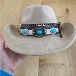No Brand Western Cowgirl Hat with Concho Band One Size Beige Blue Photo 1