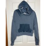 Free People Women Medium Joey Cropped Hoodie Midnight Blue Boxy Fit Pocket Photo 1