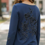 Lucky Brand Vintage  Blue Cardigan with Floral Embroidery Photo 0