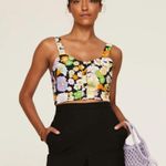 Maje Daisy Groovy Crop Top Tank Sweetheart Neckline Colorful 70s Floral Multi 8 Photo 1