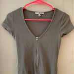 EXPRESS One Eleven Ribbed Green Bodysuit Photo 2