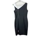 Calvin Klein NWT Calvin Klein Black White Asymmetrical Scuba Stretch Sheath Dress Size 10 Photo 6