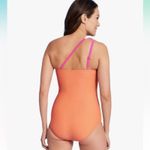 Lands' End Coverage Tummy Control One Shoulder One Piece Swimsuit Pink Orange M Photo 1