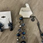 Trifari  NOS Crystal Bead Necklace & Earrings Set - Cool Winter Blue Gray 18" Photo 8
