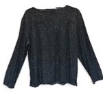 Dialogue Vintage Black Velvet Jacquard Paisley Long Sleeve Blouse size L Photo 3