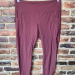 Old Navy  Maroon Red High Waisted PowerSoft 7/8 Pocket Leggings Women's Size XL Photo 0