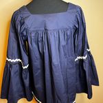 Vineyard Vines  Navy/White Woven Ric Rac Bell Sleeve Shirred Top Size Small Photo 1