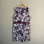 Brooks Brothers 346 Women's Size 16 Sleeveless Floral Sheath Dress Purple White Photo 3