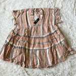 New Lulus double V neck tie back cover up dress dusty orange/blue/white size XS Orange Photo 1