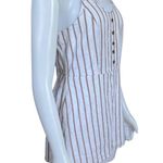 Love Crazy women's medium brown and white striped v-neck lined casual romper Photo 1