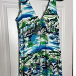 Tommy Bahama Medium Blue V Neck and Back Tropical Ocean Maxi Dress Photo 2